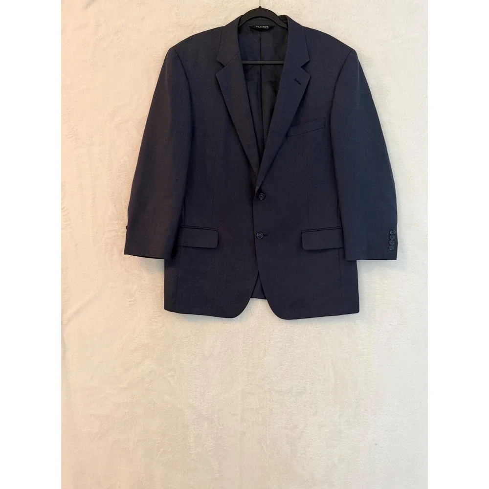 Jos. A. Bank‎ Mens 44R Navy Blue Wool Silk Ramie Two Button Blazer Sport Coat